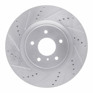 Infiniti G35 Brake Rotor (1) - Front Left - R1 Concepts - Drilled & Slotted - Silver - `03-`08